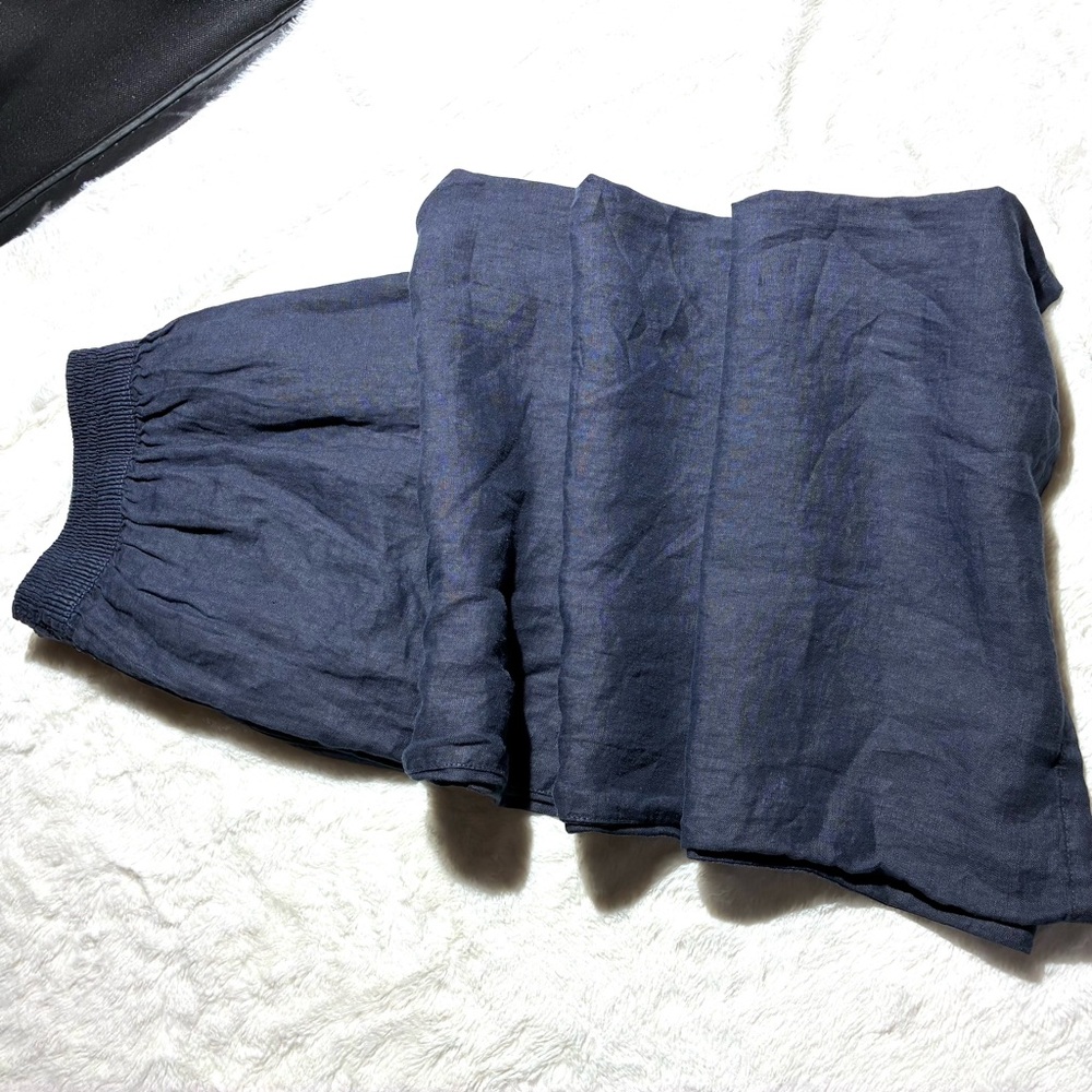 Tahari Woman Dark Gray Blue Linen Pants, Size L